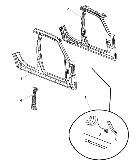 2011 Dodge Charger Panel Bodyside Aperture Outer Front Diagram for 68096290AA