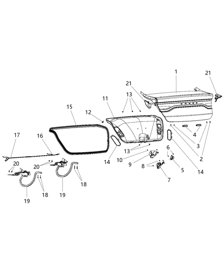 2012 Dodge Dart Hinge Deck Lid Diagram for 68082012AA