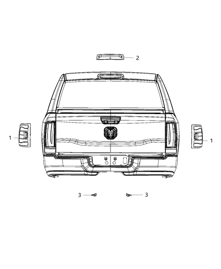2019 Ram 3500 Tail Lamp Assembly, Black, Rear Driver Side Diagram for 68361719AD