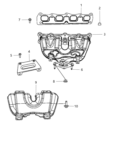 2009 Dodge Journey Exhaust Manifold / Turbo Charger Assembly & Heat Shields Diagram 3 - Thumbnail