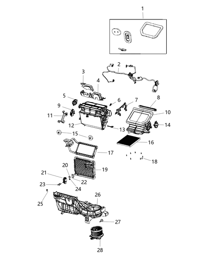 2020 Jeep Gladiator A/C & Heater Unit Diagram 1 - Thumbnail