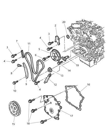 1998 Dodge Intrepid Timing Belt / Chain & Cover Diagram 1 - Thumbnail