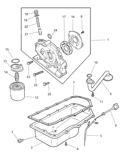 2002 Chrysler PT Cruiser Engine Oiling Diagram 1 - Thumbnail