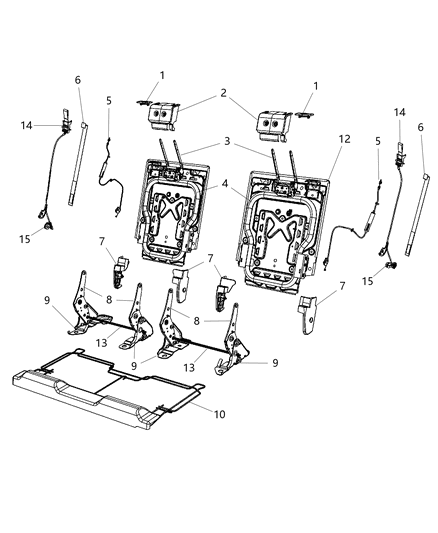 2020 Dodge Journey Third Row - Adjusters, Recliners, Shields And Risers, Split Seat Diagram