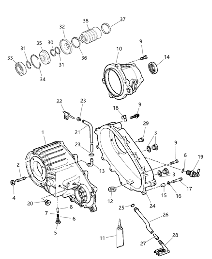 2001 Jeep Grand Cherokee Case & Related Parts of Transfer Case Model Diagram 1 - Thumbnail