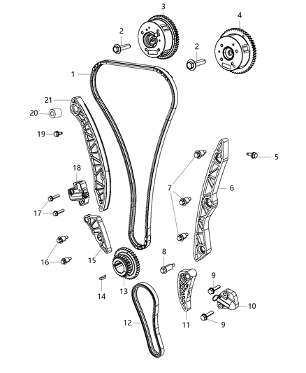 2015 Dodge Dart Guide Timing Chain Diagram for 5047639AA