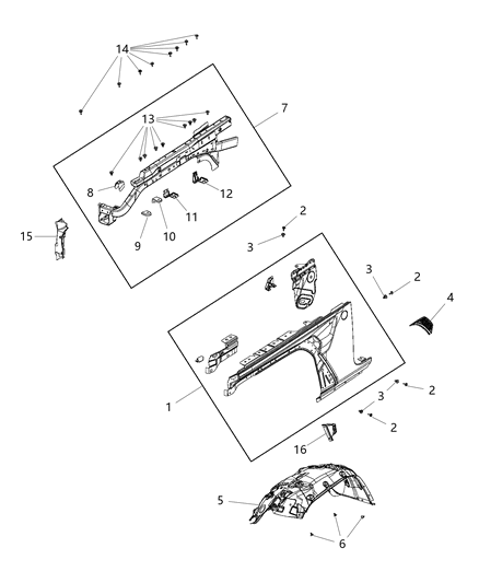 2018 Jeep Wrangler All-new Model Front Fender Diagram
