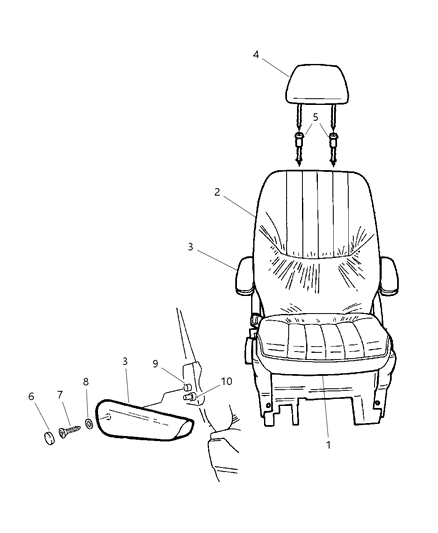 2005 Chrysler Town & Country Cushion Quad Seat Diagram for 1CA301D1AA