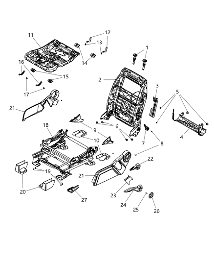 2009 Dodge Journey Cover Seat Track Diagram for 1MW611DVAA