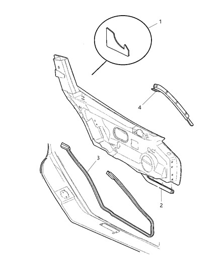 2000 Dodge Viper Weatherstrip Diagram for 4848204