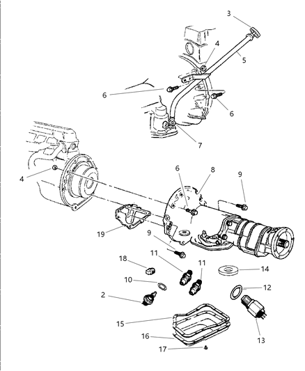 2001 Dodge Ram 1500 Regular Cab Case & Related Parts of Automatic Transmission Diagram 3 - Thumbnail