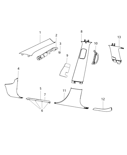 2018 Jeep Grand Cherokee Bracket A - Pillar Diagram for 68249964AD