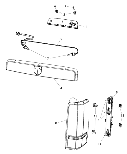 2008 Jeep Liberty Lamp Tail Stop Backup Diagram for 55157348AB