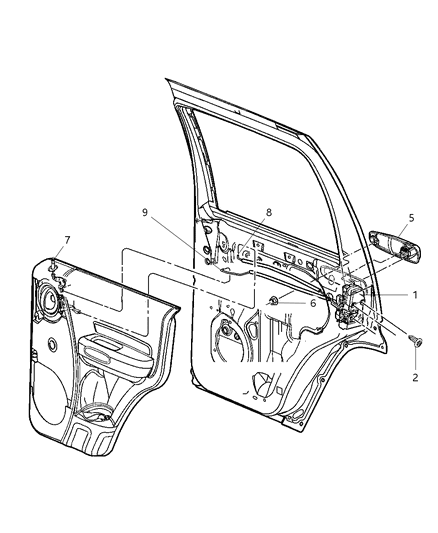 2005 Jeep Liberty Lock, Rear Passenger Side Diagram for 55177046AG