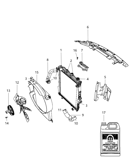 2009 Chrysler Aspen Radiator & Related Parts Diagram 1 - Thumbnail