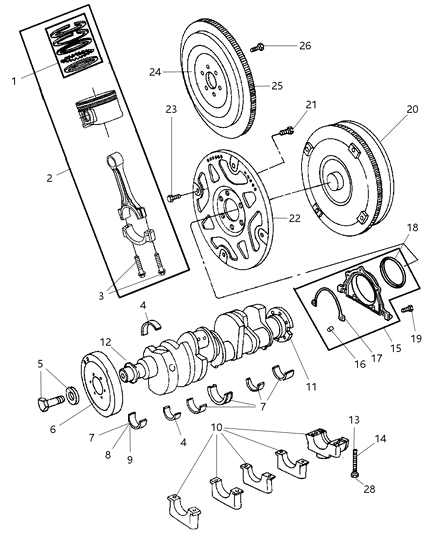 2007 Dodge Ram 2500 Retainer Package Crankshaft Rear Oil Seal Diagram for 68017721AA