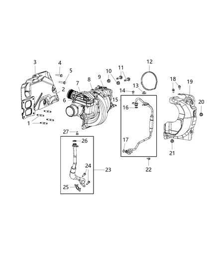 2021 Jeep Cherokee Turbocharger Diagram for 5281541AI