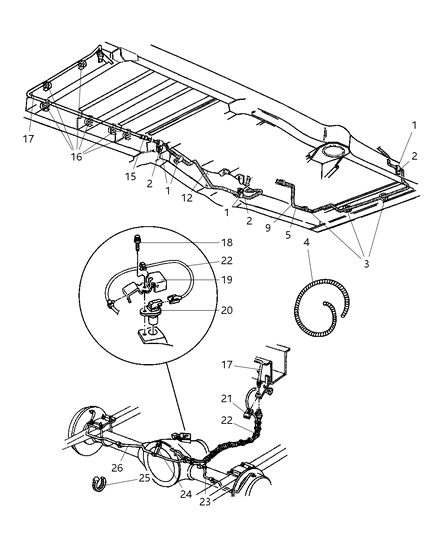 1997 Dodge Ram Van ABS Sensor, Rear Diagram for 56028188AB