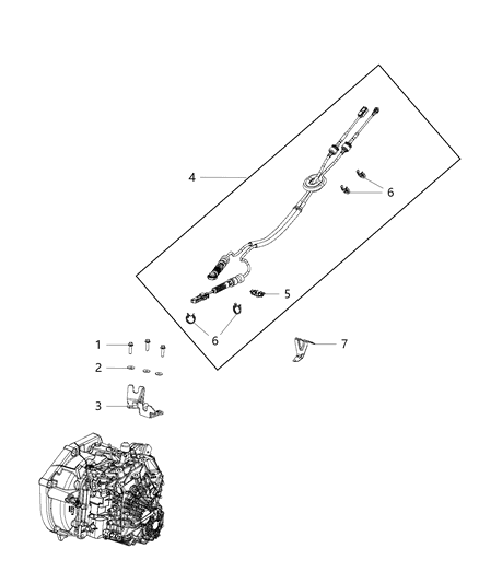 2020 Jeep Cherokee Gearshift Lever , Cable And Bracket Diagram 1 - Thumbnail