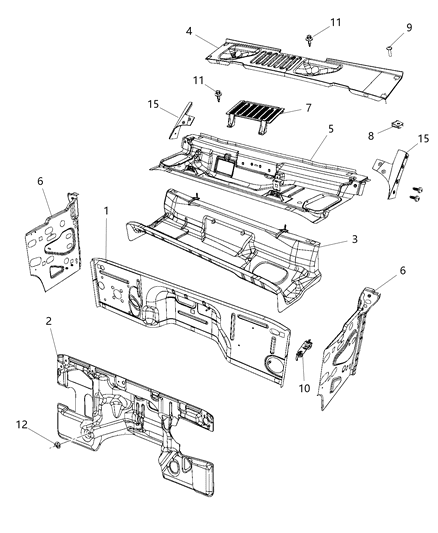 2017 Jeep Wrangler Cowl, Dash Panel & Related Parts Diagram