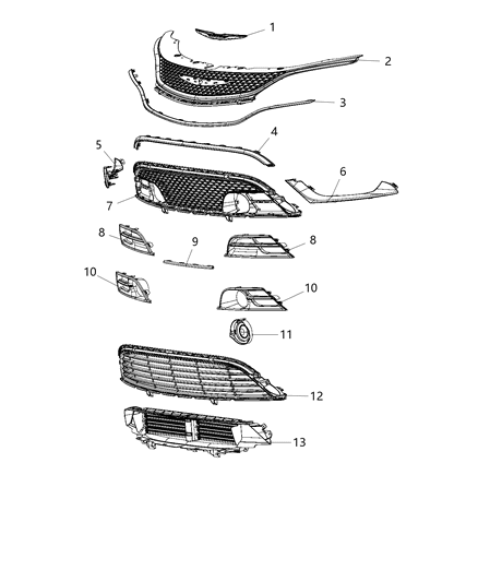 2016 Chrysler 200 Ornament, Front Diagram for 68174585AB