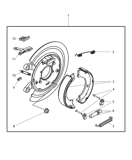 2007 Dodge Ram 3500 Cab Chassis Parking Brake Assembly, Rear, Disc Diagram