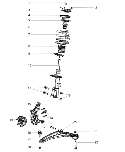 2008 Chrysler Sebring Strut Front Suspension Diagram for 68026149AA