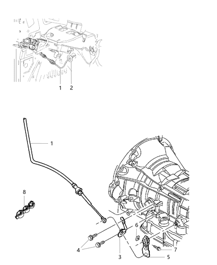 2017 Ram 1500 Shift Control Cable Diagram for 68092061AD