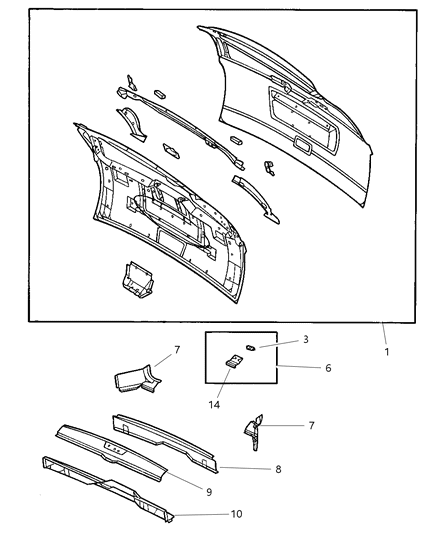 2002 Dodge Grand Caravan Hinge Liftgate Diagram for 4860295AB