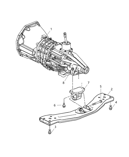 2004 Jeep Liberty Rear, Transmission Mounting Diagram 3 - Thumbnail