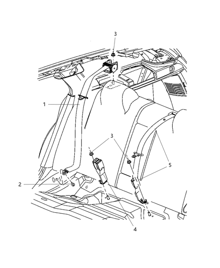 2005 Dodge Magnum Seat Belt Rear Outer Diagram for WU66BD1AC