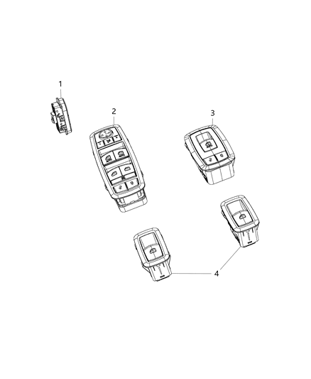 2020 Ram 1500 Memory Switch, Front Driver Side Diagram for 68310848AC
