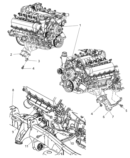 2007 Dodge Ram 1500 Bracket Engine Mount Diagram for 55366770AC
