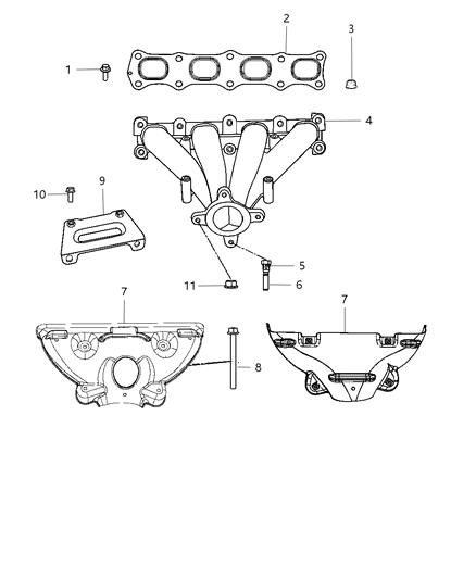 2011 Dodge Journey Exhaust Manifold & Heat Shield Diagram 2 - Thumbnail