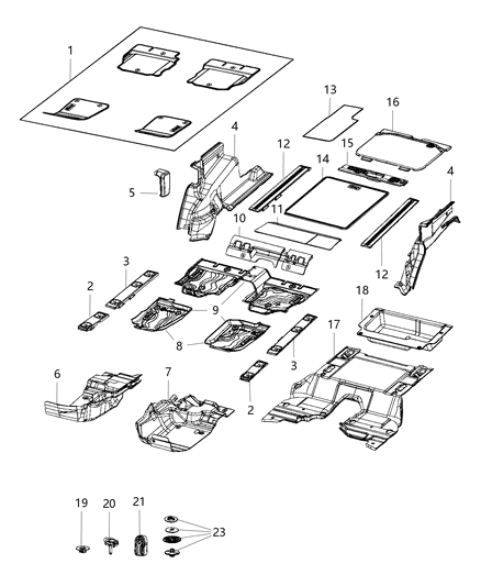 2020 Jeep Wrangler Carpet, Complete Diagram