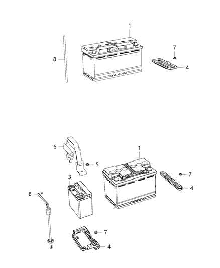 2016 Dodge Durango Battery, Tray, And Support Diagram