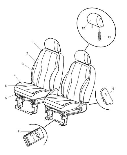 2006 Chrysler PT Cruiser Headrest Front Diagram for 1CX021KAAA