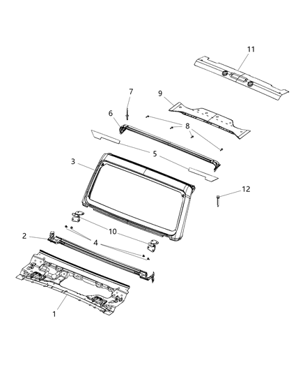 2020 Jeep Gladiator Crossmember Intermediate Rear Diagram for 68414251AA