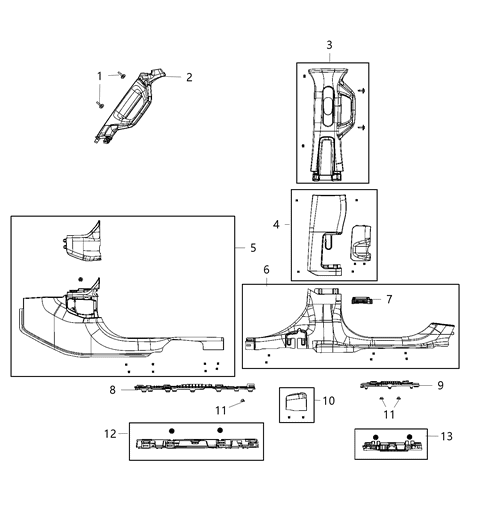 2021 Jeep Wrangler Interior Moldings And Pillars Diagram 2 - Thumbnail