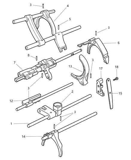 1999 Dodge Ram 3500 Regular Cab Shift Fork & Rails Diagram 3 - Thumbnail