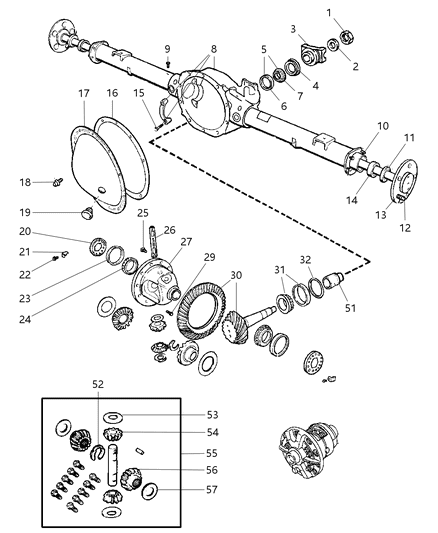 2004 Dodge Durango Axle, Rear, With Differential And Carrier Diagram 2 - Thumbnail