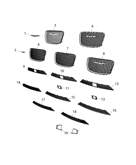 2020 Chrysler 300 Insert, Black Diagram for 68081542AB