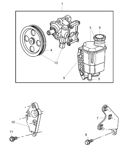2007 Dodge Ram 2500 Pump Assembly Power Steering With Pulley Diagram for 52121690AB