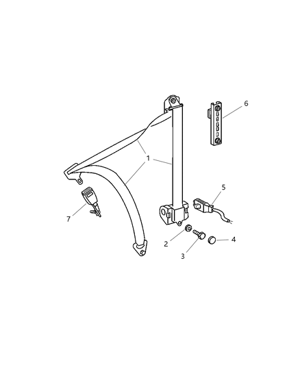 2002 Dodge Sprinter 2500 Seat Belt Front Outer Diagram for 5125023AA