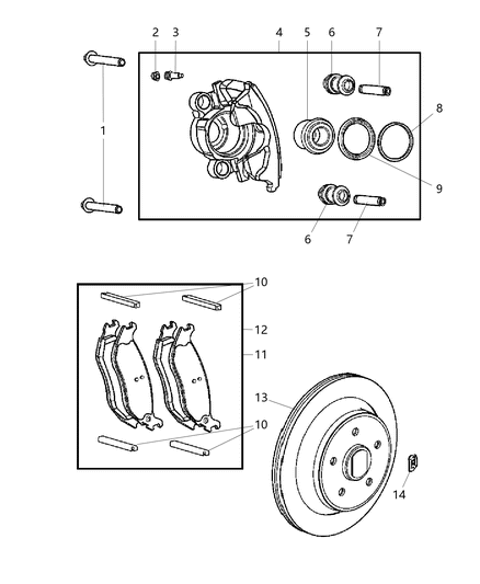 2003 Jeep Liberty Slipper Caliper Diagram for 5093394AA