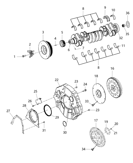2018 Ram 3500 Cab Chassis Crankshaft , Crankshaft Bearings , Damper And Flywheel Diagram 2 - Thumbnail