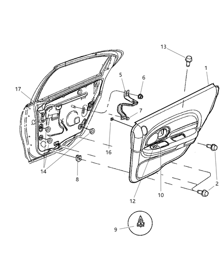 2003 Dodge Intrepid Plug Bezel Trim Pull Cup Diagram for QU33XTMAA