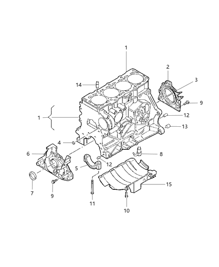 2009 Dodge Journey Cylinder Block & Hardware Diagram 1 - Thumbnail
