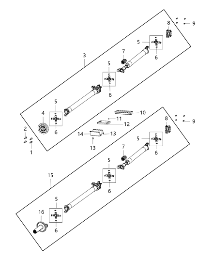 2015 Ram 3500 Pickup Shaft - Drive of Rear Axle; Differential And Drive Line Diagram 2 - Thumbnail