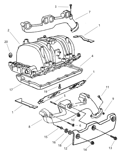 1998 Jeep Grand Cherokee Manifold - Intake & Exhaust Diagram 2 - Thumbnail